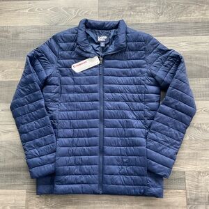 NWT Lands' End Puffer Jacket Youth XXL 18-20 Navy PrimaLoft Insulated Packable